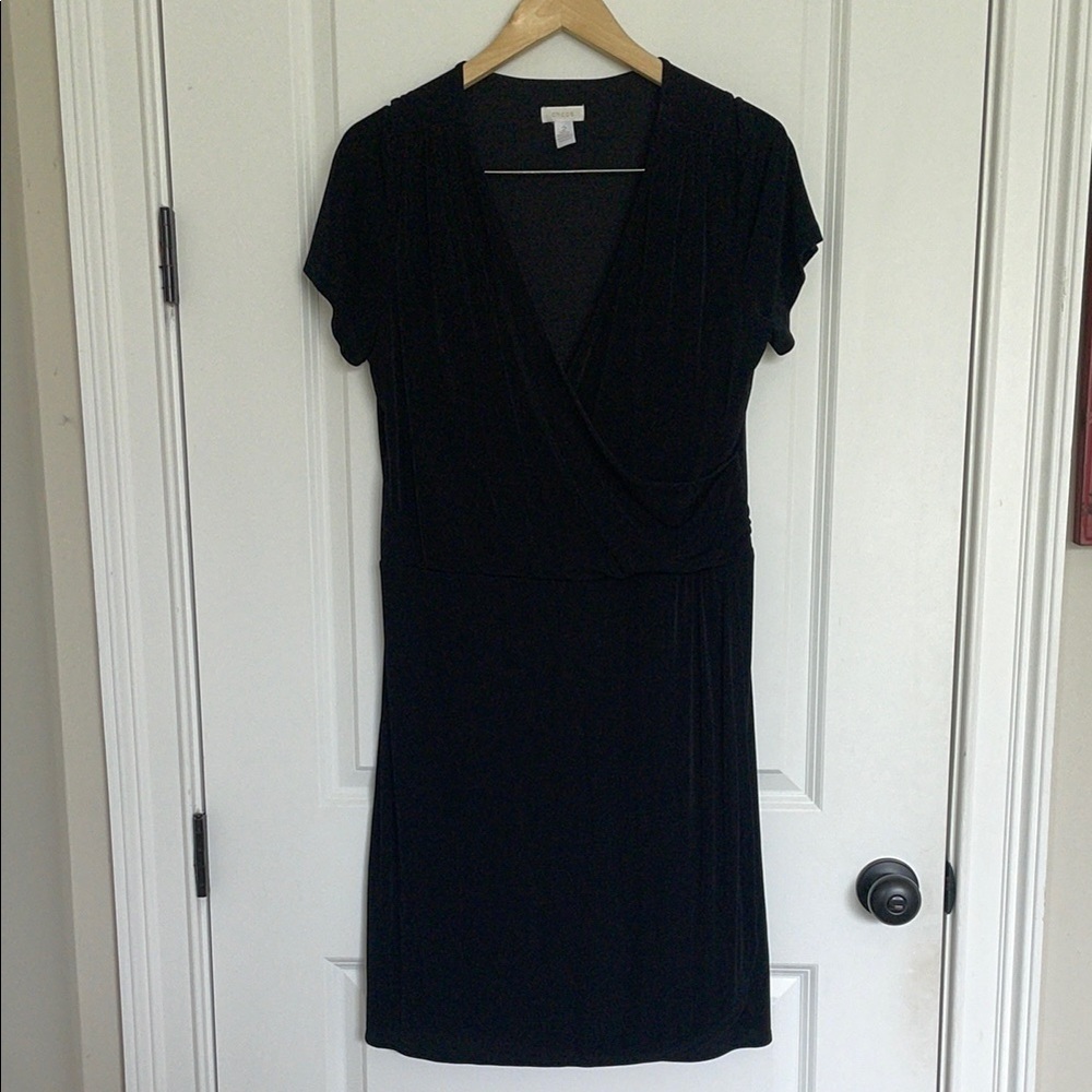 Chico’s Women’s MIDI Faux Wrap Dress Black L